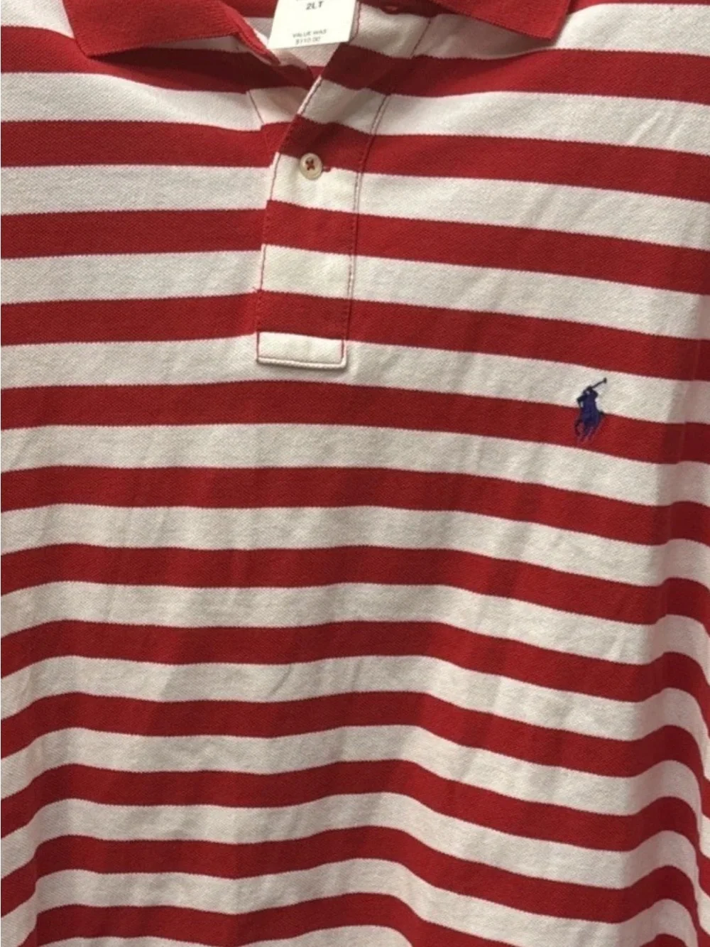 NWT Men’s Polo Ralph Lauren Red Stripe Polo Size 2XL T